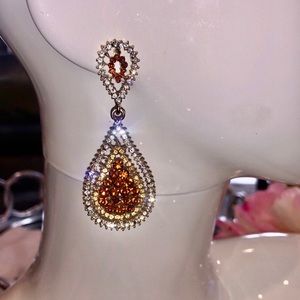 Crystal Teardrop w/Gold, Clear & Bronze Crystals-Boutique